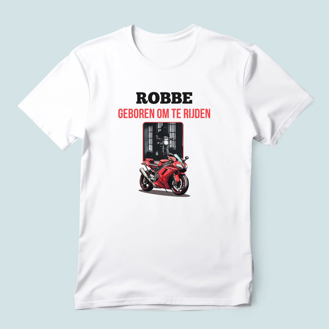 Foto En Handtekening: Geboren Om Te Rijden - T-Shirt Voor Heren