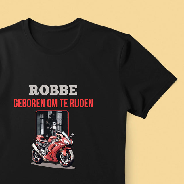 Foto En Handtekening: Geboren Om Te Rijden - T-Shirt Voor Heren