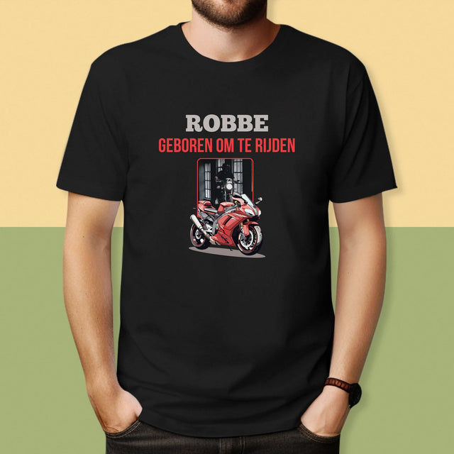 Foto En Handtekening: Geboren Om Te Rijden - T-Shirt Voor Heren