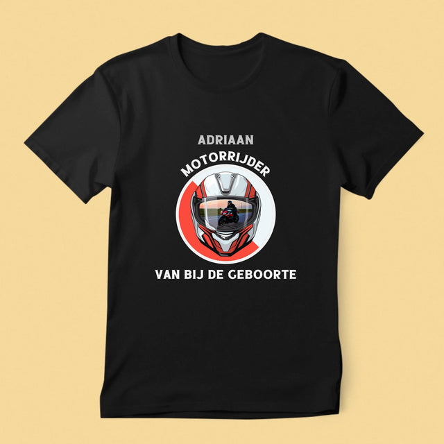 Foto En Handtekening: Motorrijder Van Bij De Geboorte - T-Shirt Voor Heren