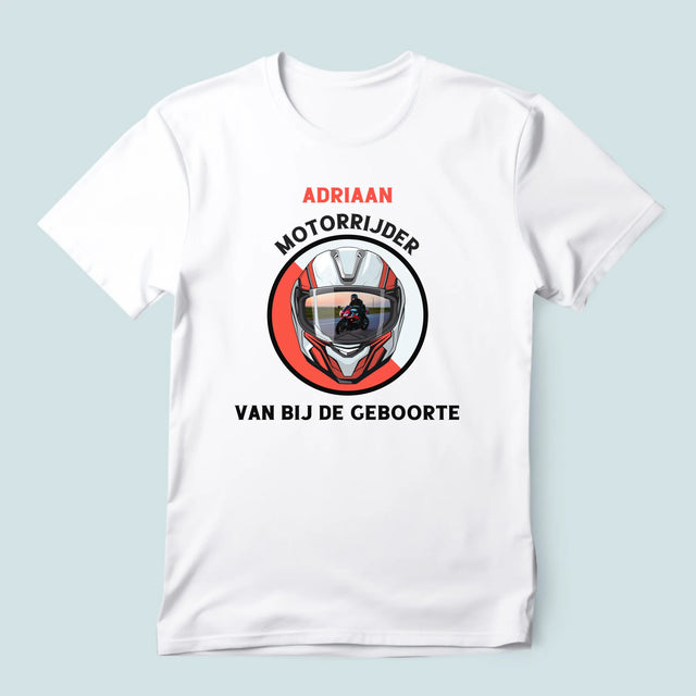Foto En Handtekening: Motorrijder Van Bij De Geboorte - T-Shirt Voor Heren
