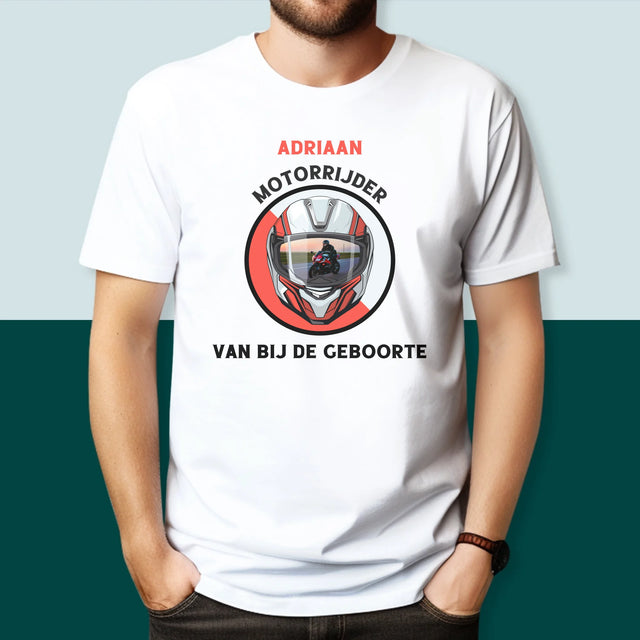 Foto En Handtekening: Motorrijder Van Bij De Geboorte - T-Shirt Voor Heren