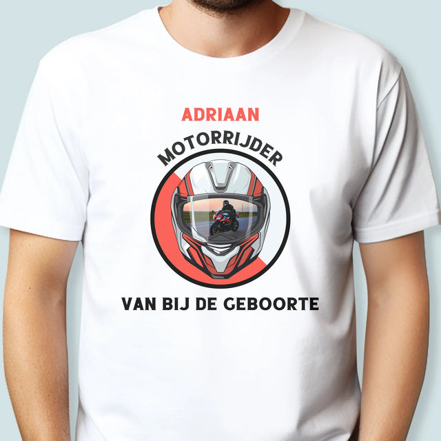 Foto En Handtekening: Motorrijder Van Bij De Geboorte - T-Shirt Voor Heren