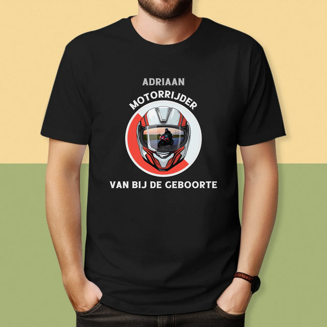 Foto En Handtekening: Motorrijder Van Bij De Geboorte - T-Shirt Voor Heren