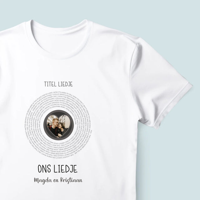 Foto En Handtekening: Ons Liedje Met Tekst - T-Shirt Voor Heren