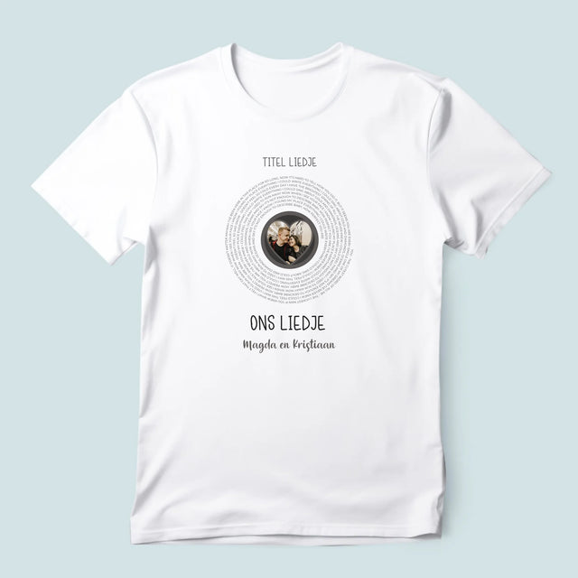 Foto En Handtekening: Ons Liedje Met Tekst - T-Shirt Voor Heren