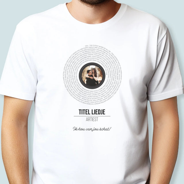 Foto En Handtekening: Songtekst Op Vinyl Lp - T-Shirt Voor Heren