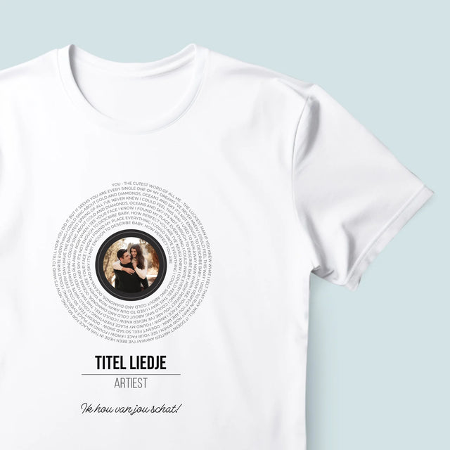 Foto En Handtekening: Songtekst Op Vinyl Lp - T-Shirt Voor Heren