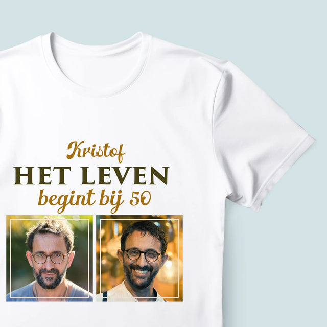 Fotocollage: Het Leven Begint Bij 50 - T-Shirt Voor Heren