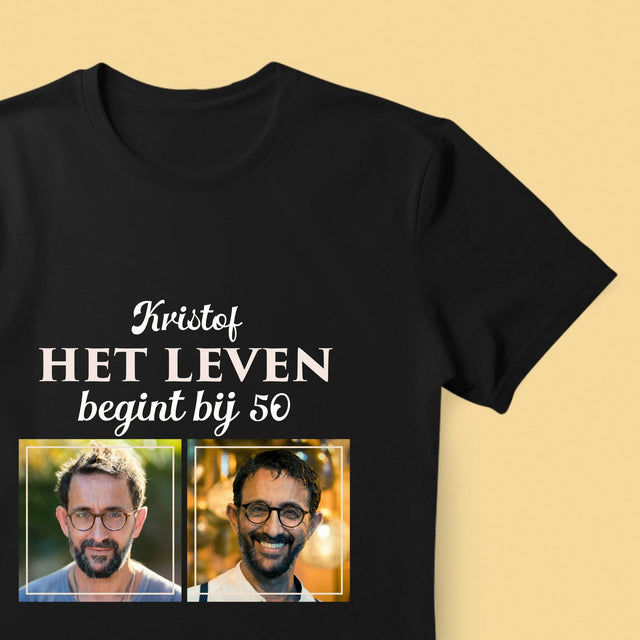 Fotocollage: Het Leven Begint Bij 50 - T-Shirt Voor Heren
