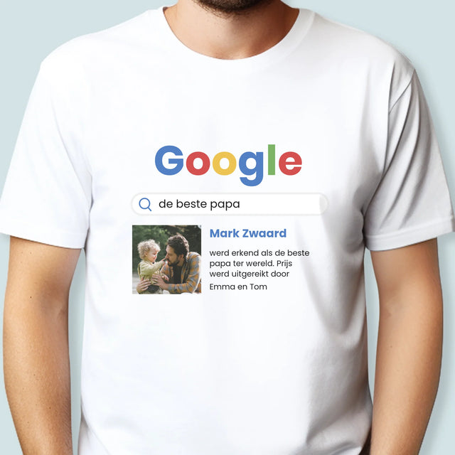 Foto En Handtekening: Beste Papa, Google-Score - T-Shirt Voor Heren