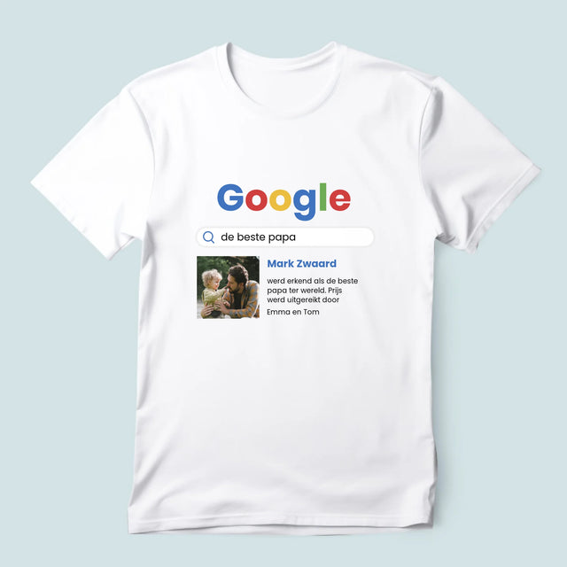 Foto En Handtekening: Beste Papa, Google-Score - T-Shirt Voor Heren