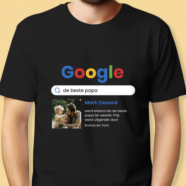 Foto En Handtekening: Beste Papa, Google-Score - T-Shirt Voor Heren