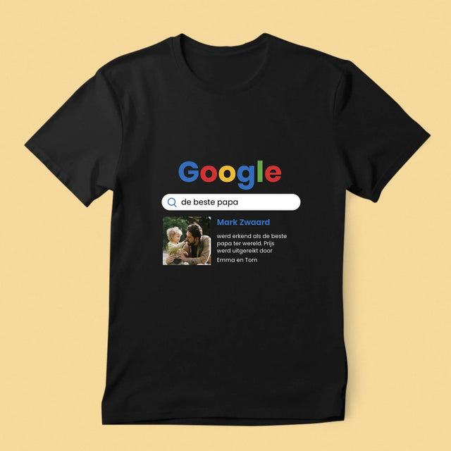 Foto En Handtekening: Beste Papa, Google-Score - T-Shirt Voor Heren