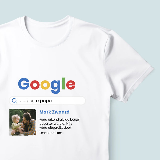 Foto En Handtekening: Beste Papa, Google-Score - T-Shirt Voor Heren