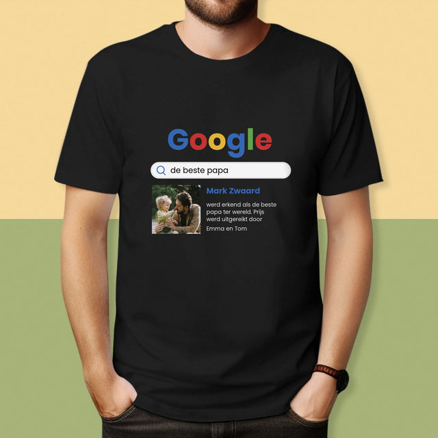 Foto En Handtekening: Beste Papa, Google-Score - T-Shirt Voor Heren