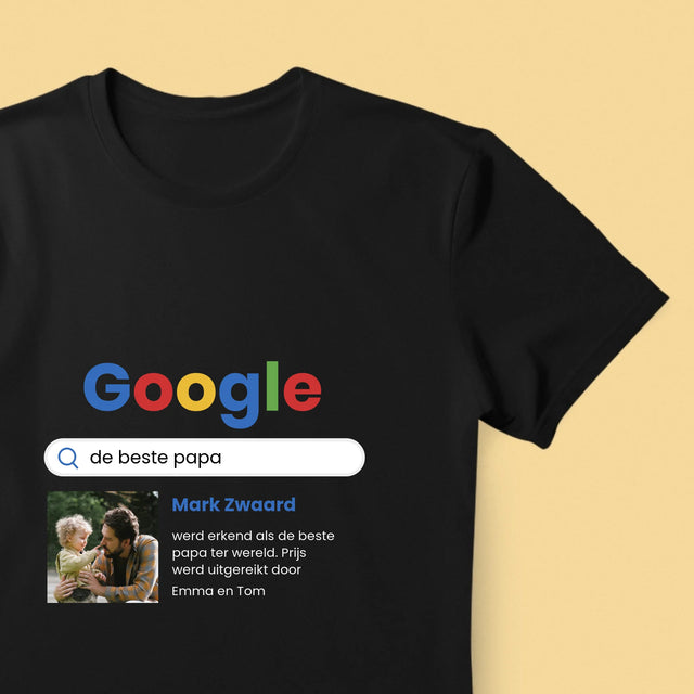 Foto En Handtekening: Beste Papa, Google-Score - T-Shirt Voor Heren