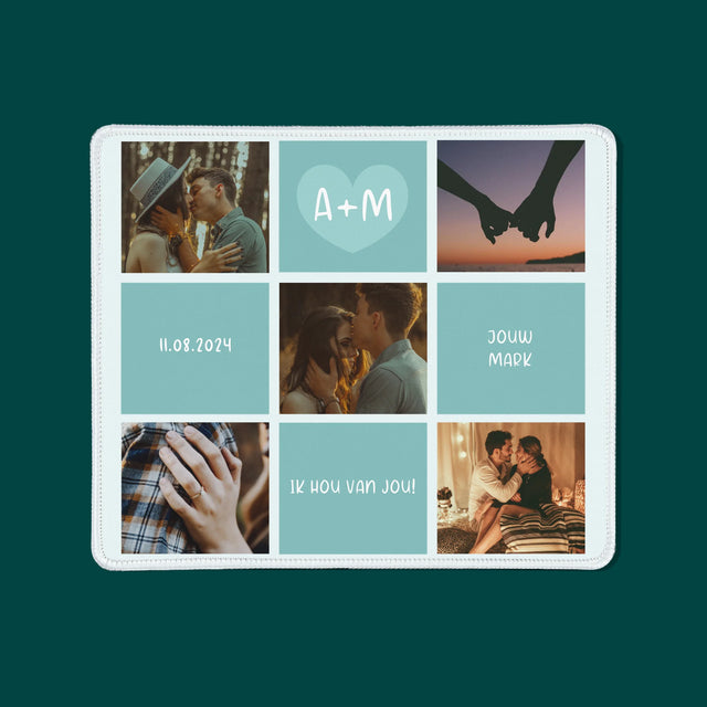 Fotocollage: Initialen Ik Hou Van Jou - Muismat