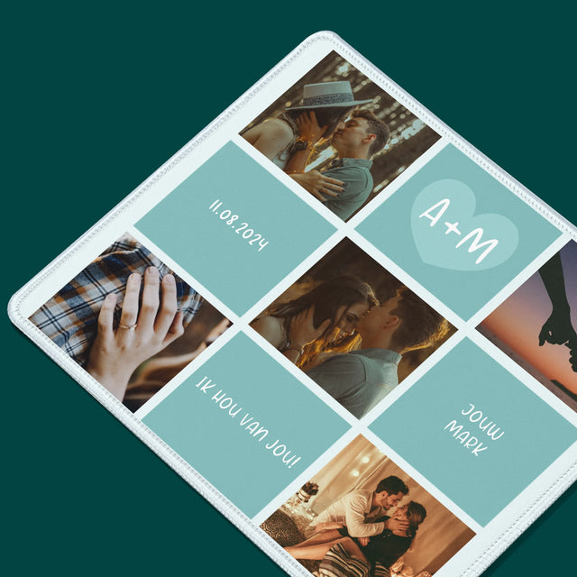 Fotocollage: Initialen Ik Hou Van Jou - Muismat