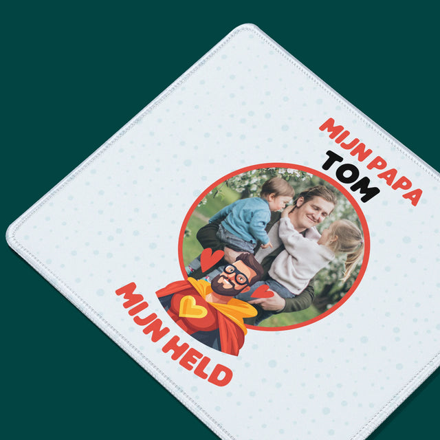 Foto En Handtekening: Papa, Mijn Held - Muismat