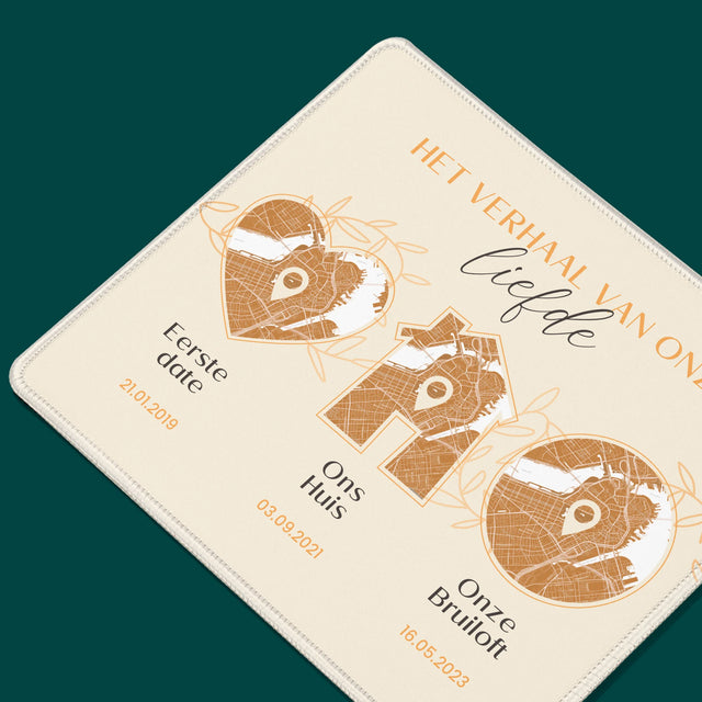 Stadsplastadsplattegrond: Stadskaart: Het Verhaal Van Onze Liefde - Muismat