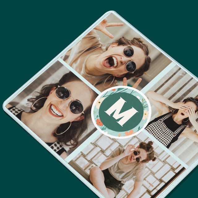 Fotocollage: Monogram Bloemen - Muismat