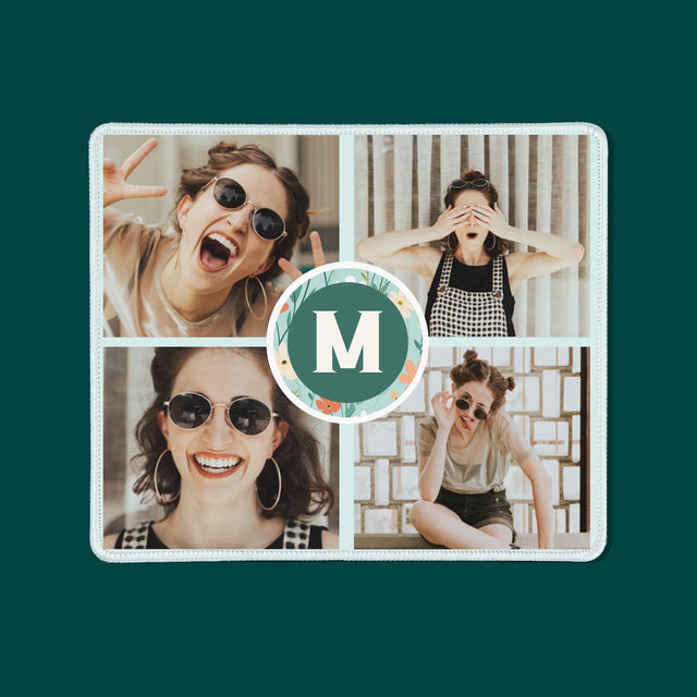 Fotocollage: Monogram Bloemen - Muismat