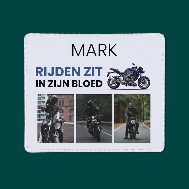 Fotocollage: Rijden Zit In Zijn Bloed - Muismat