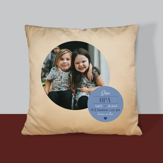 Fotocollage: Lieve Opa - Kussen (Monogram)