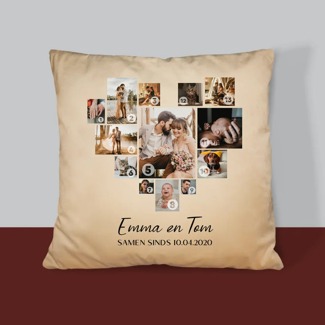 Fotocollage: Fotocollage Hart - Kussen (Monogram)