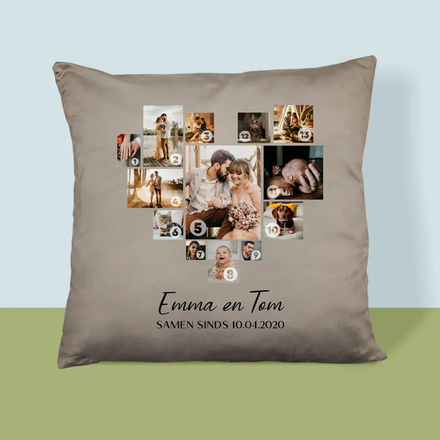 Fotocollage: Fotocollage Hart - Kussen (Monogram)