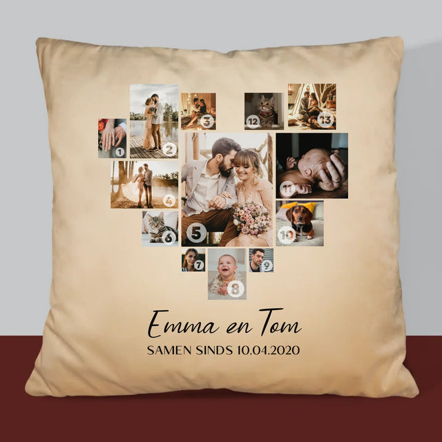 Fotocollage: Fotocollage Hart - Kussen (Monogram)