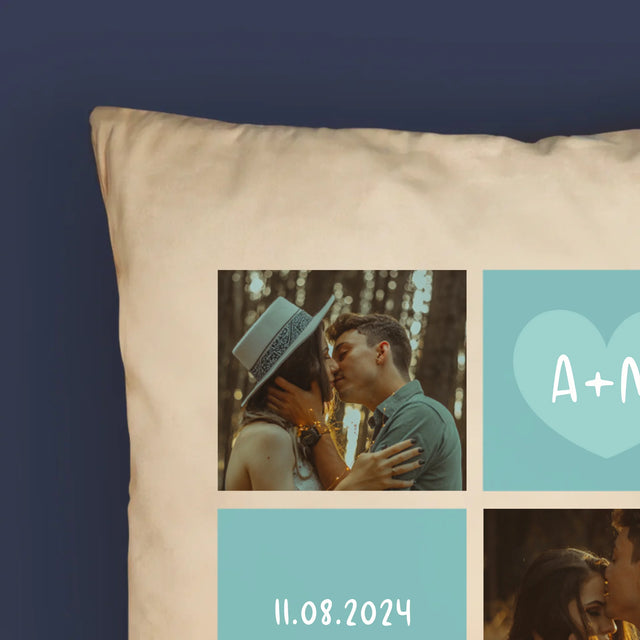 Fotocollage: Initialen Ik Hou Van Jou - Kussen (Monogram)