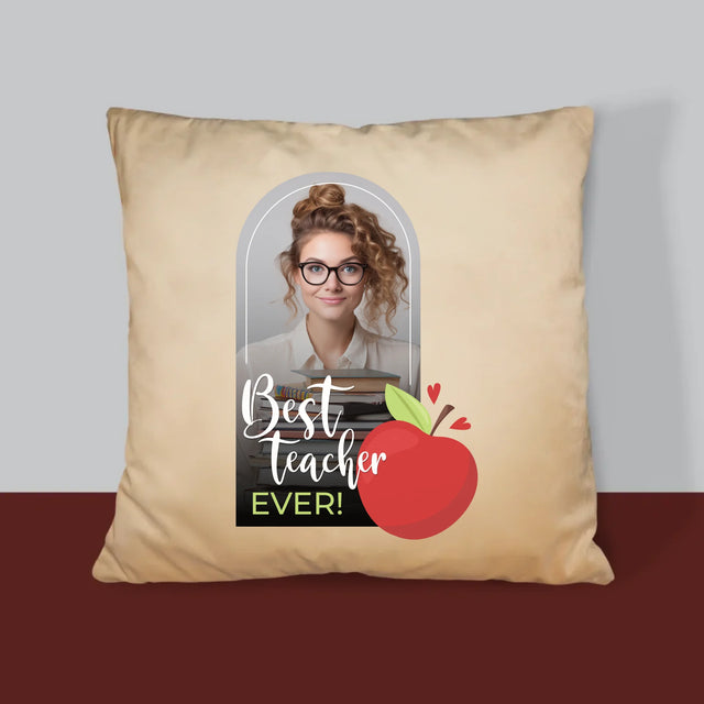 Foto En Handtekening: Best Teacher Ever - Kussen (Monogram)