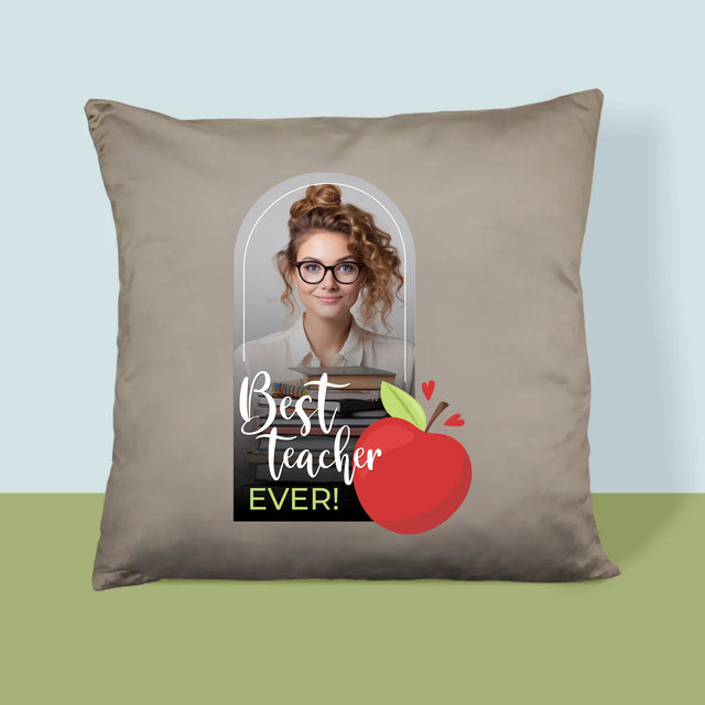 Foto En Handtekening: Best Teacher Ever - Kussen (Monogram)