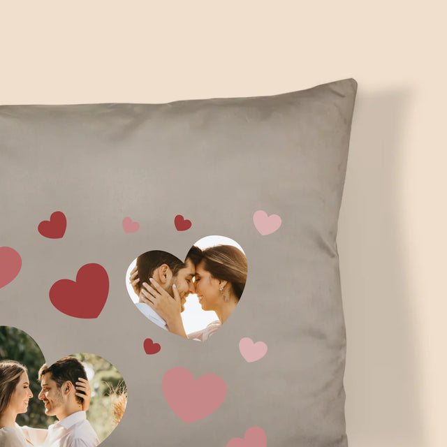 Fotocollage: Hartjes Foto'S - Kussen (Monogram)