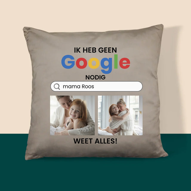 Fotocollage: Ik Heb Geen Google Nodig - Kussen (Monogram)
