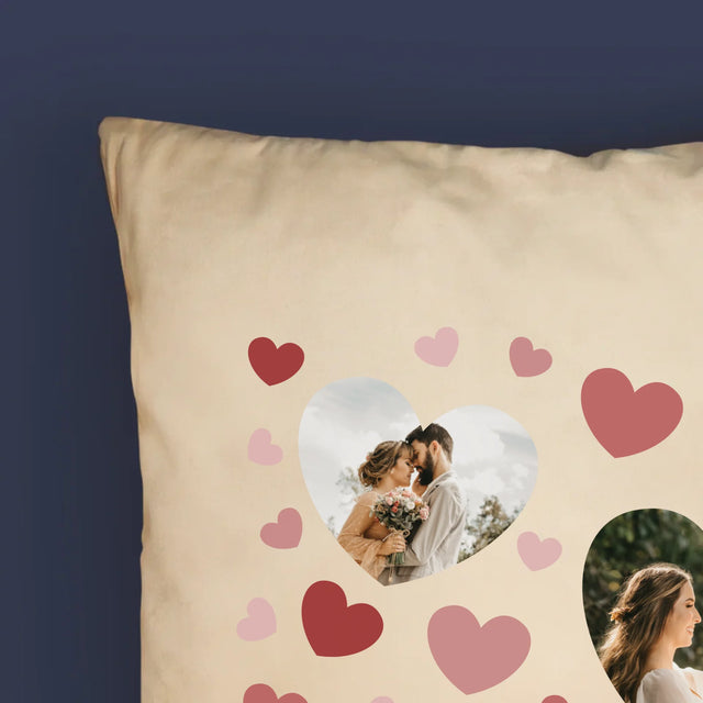 Fotocollage: Hartjes Foto'S - Kussen (Monogram)
