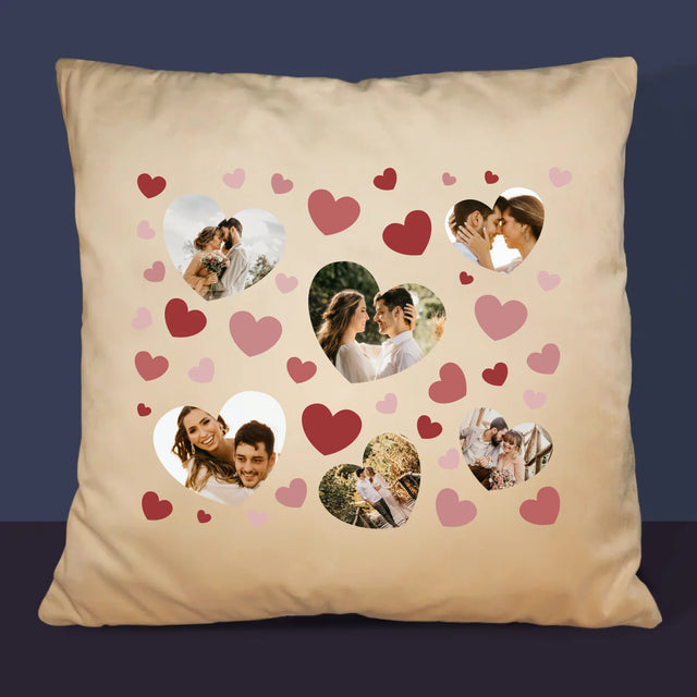 Fotocollage: Hartjes Foto'S - Kussen (Monogram)
