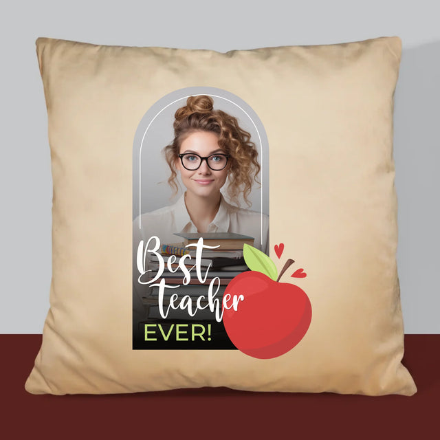 Foto En Handtekening: Best Teacher Ever - Kussen (Monogram)