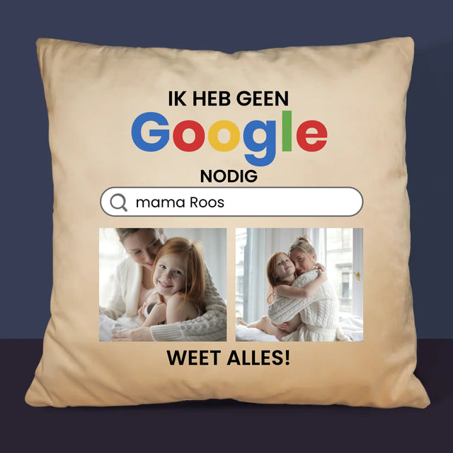 Fotocollage: Ik Heb Geen Google Nodig - Kussen (Monogram)