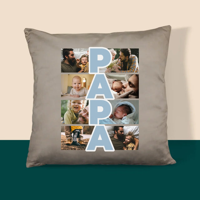 Fotocollage: Tekst Papa - Kussen (Monogram)