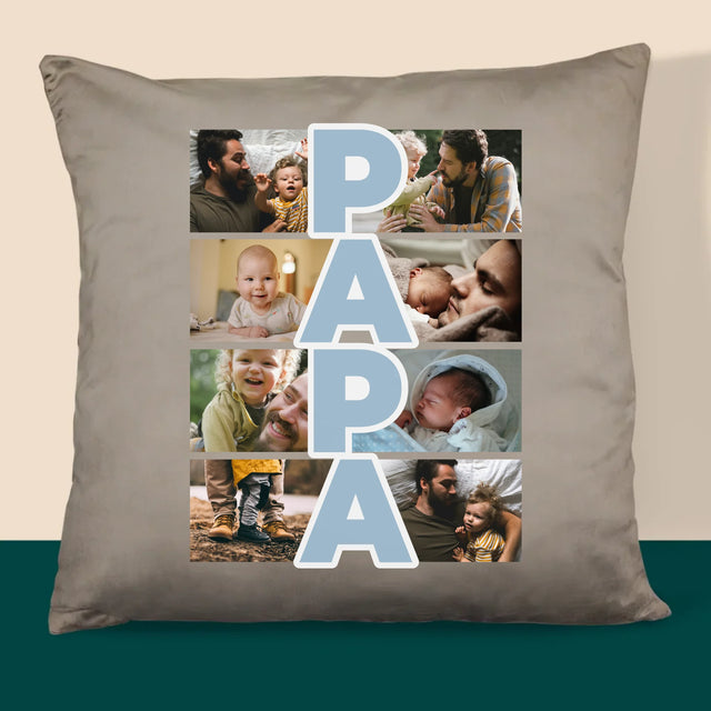 Fotocollage: Tekst Papa - Kussen (Monogram)