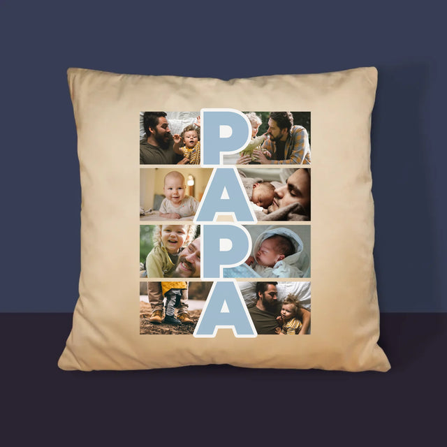 Fotocollage: Tekst Papa - Kussen (Monogram)