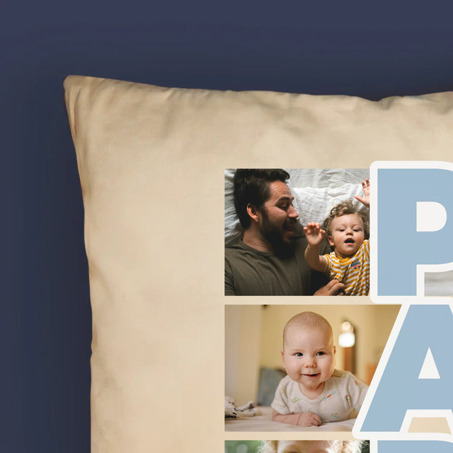 Fotocollage: Tekst Papa - Kussen (Monogram)
