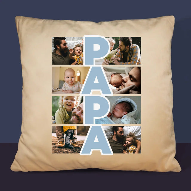 Fotocollage: Tekst Papa - Kussen (Monogram)