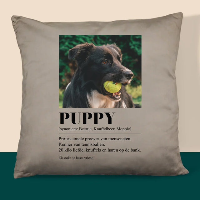 Foto En Handtekening: Huisdier Definitie - Kussen (Monogram)