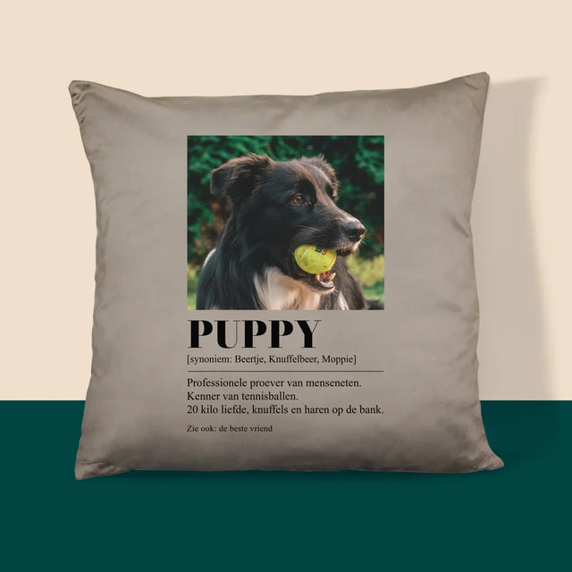 Foto En Handtekening: Huisdier Definitie - Kussen (Monogram)