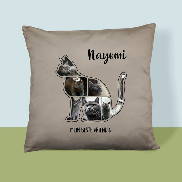 Vorm Van Foto'S: Kat Is De Beste Vriend - Kussen (Monogram)