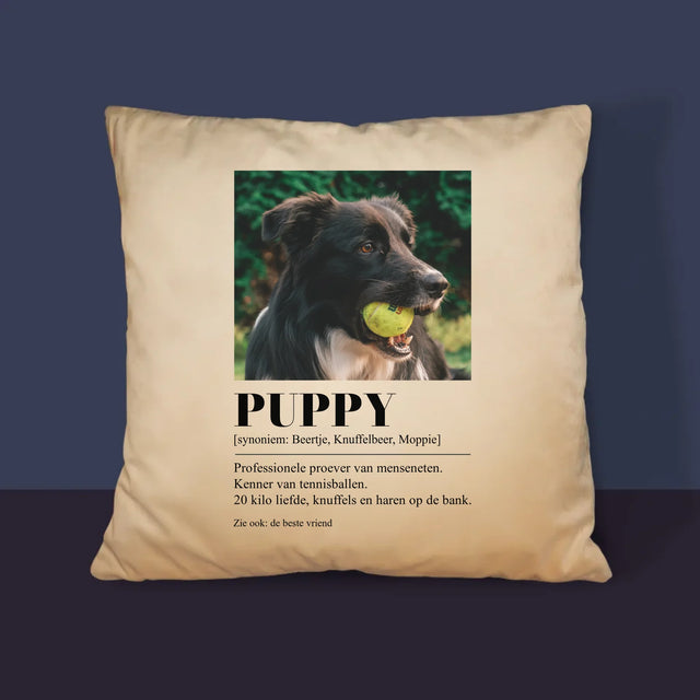 Foto En Handtekening: Huisdier Definitie - Kussen (Monogram)